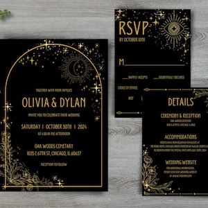 Customizable Celestial Wedding Invitation Suite, Moon Wedding Invitation Template, Starry Wedding Invitation Suite