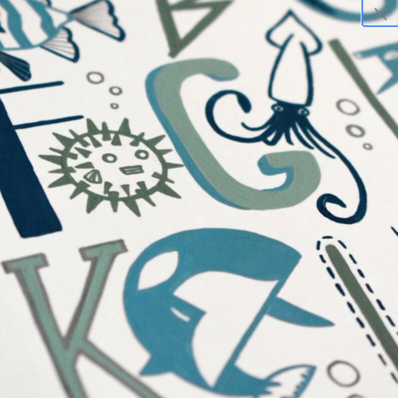 Sea Life Alphabet, Underwater ABC Art, Ocean Art, School Decor, Kids Room Decor, ABC Print ...