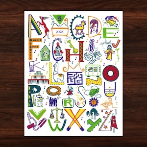 Phish Alphabet, Phish Art, Phish Nursery Decor, Phish Kids, Kids Room Decor, ABC Print, Alphabet Art, Alphabet Art