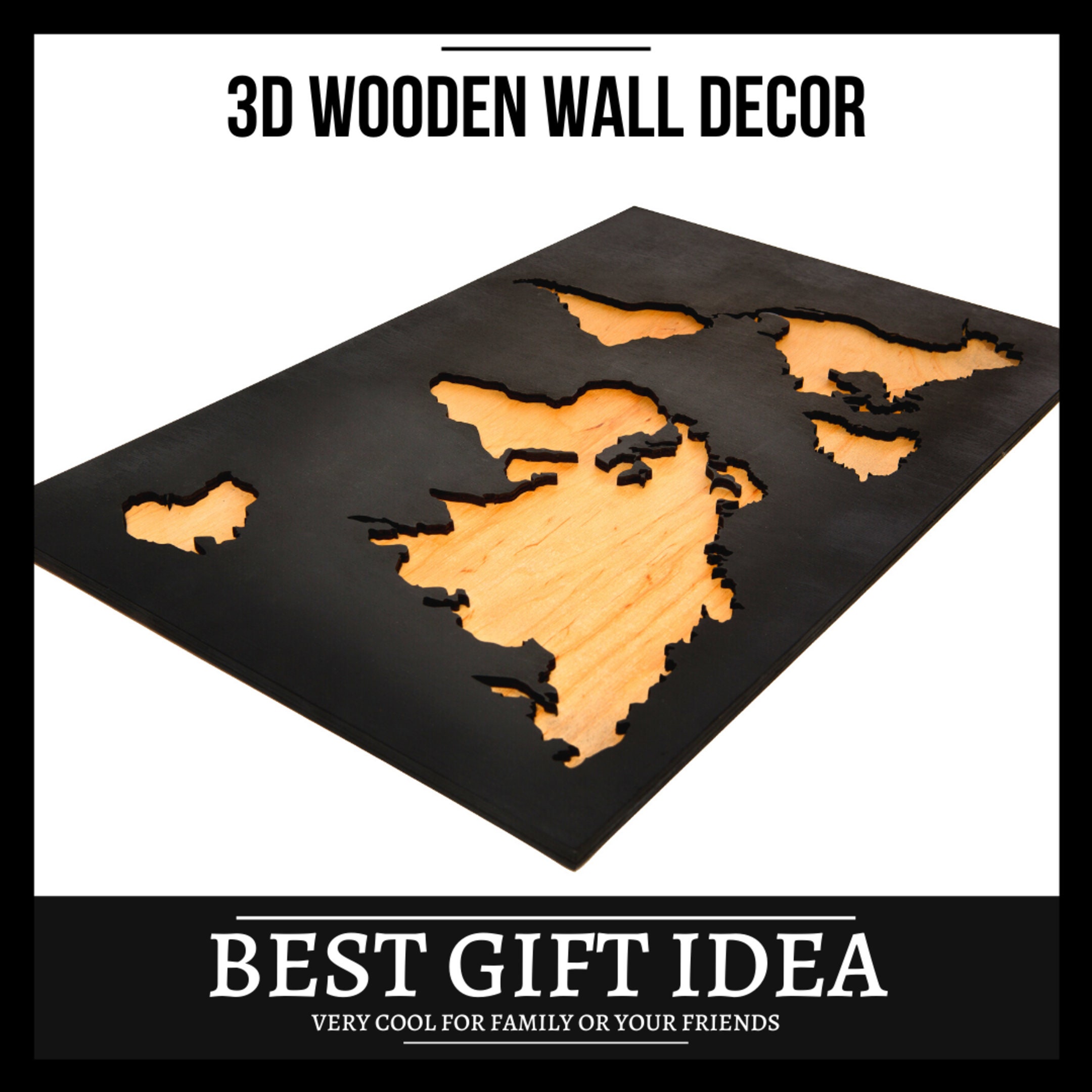 World Map Wall Hanging 3D Home Decor Wood Decor  Etsy