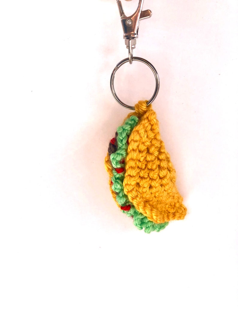 Taco crocheted keychain. Handmade Amigurumi taco accessory Etsy