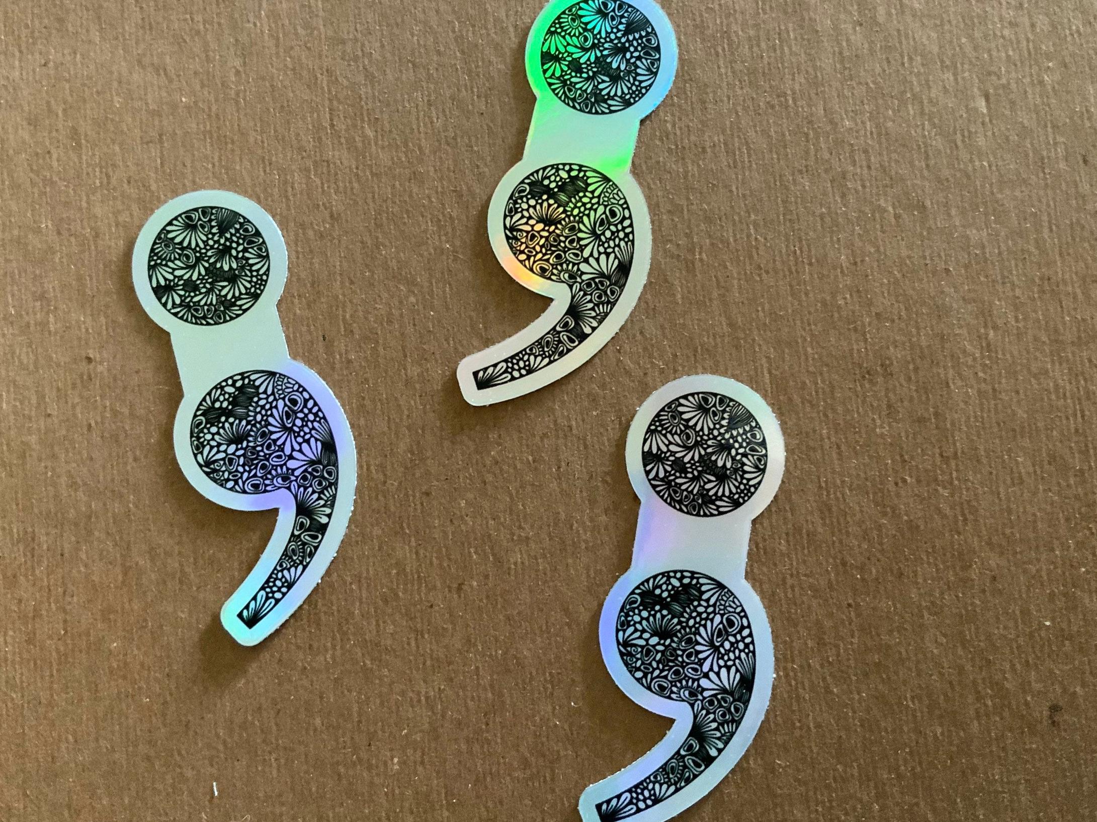 Semicolon Sticker! HOLOGRAPHIC WATERPROOF - Etsy