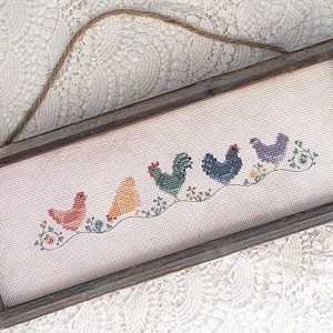 Rainbow of Chickens Cross stitch Digital pattern PDF