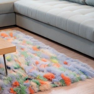 Multicolored  Finn Raccoon Fur Throw Rug/Brand New/Stay Warm/Luxury Winter Carpet by Askio Fashion furs