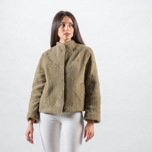 特別なシープスキンジャケット/新品/ムートンジャケット/シアリングソートジャケット/彼女へのギフト/Askio Fashion furs