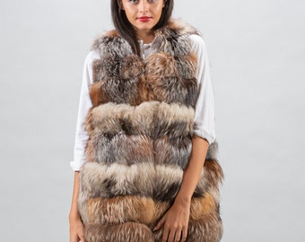 Golden/Gross Fox/Vest/Handmade/Women/Fur Coat/Women/Fur Fashion/by Askio Fashion furs