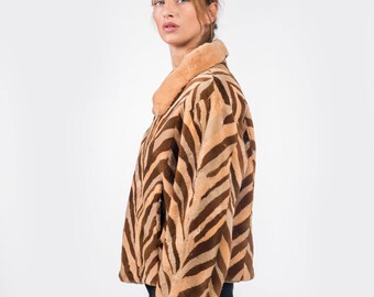 Sheared Mink Fur Jacket: Beige Brown Luxury Coat, Handmade