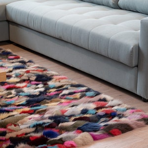 Multicolored Fox Fur Carpet/Fur Blanket/Brand New/Fox Fur Area Rug/Gift For Her/by Askio fashion Furs