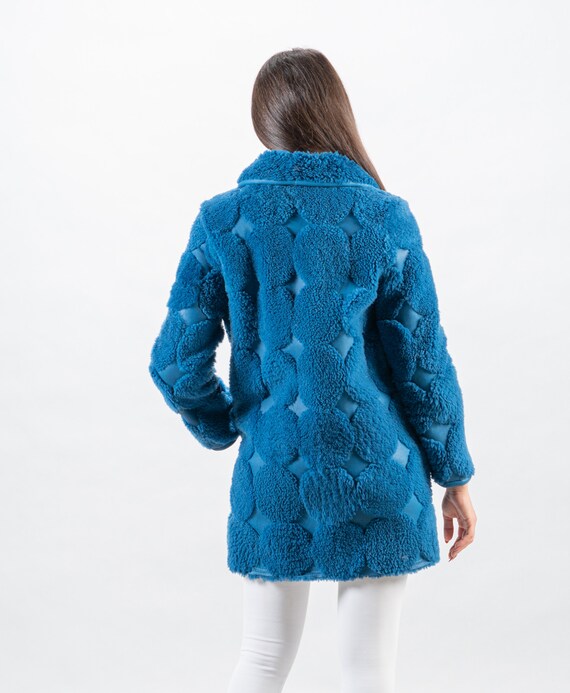 Blue sheepskin deals jacket