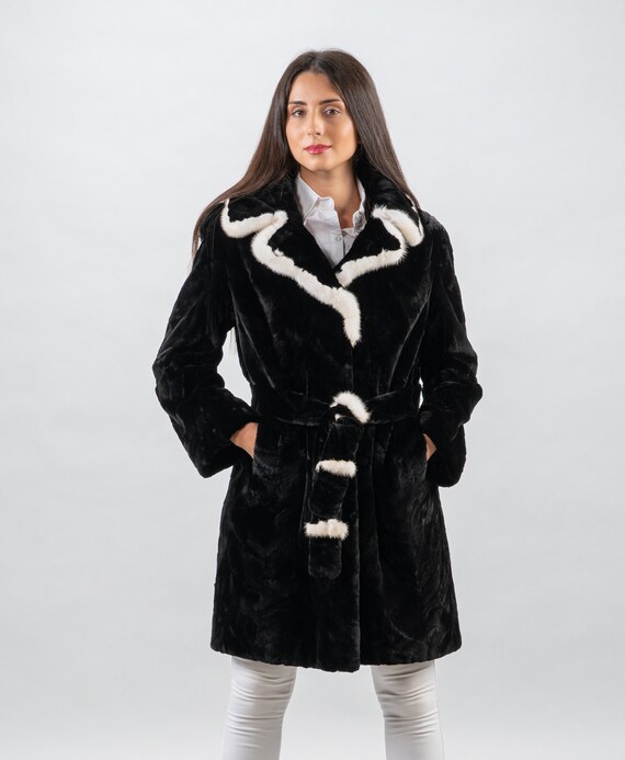 White Mink Fur Trench Coat For Women