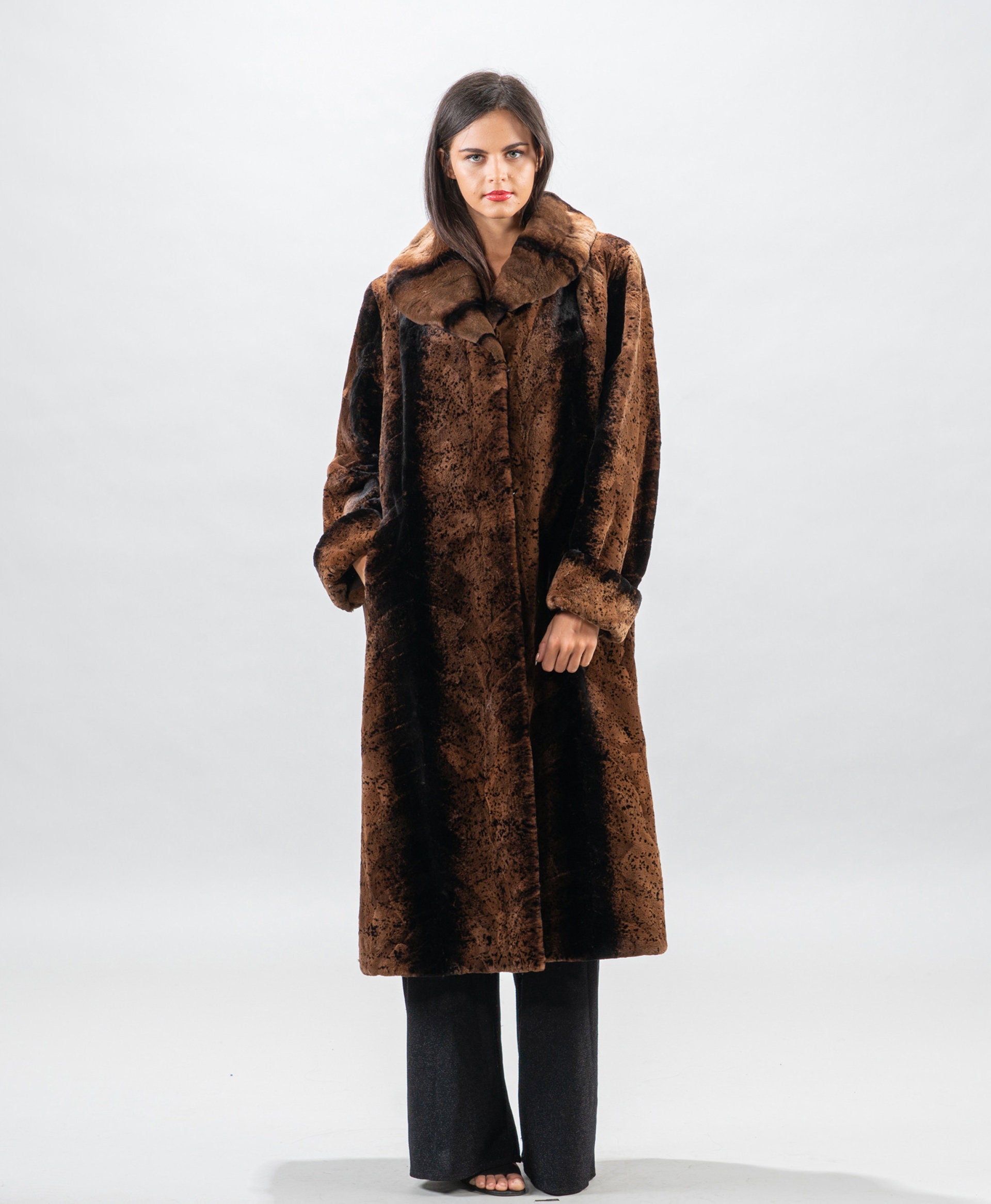 Sheared Mink Fur Coat: Long Dark Brown Luxury Winter Coat - Etsy