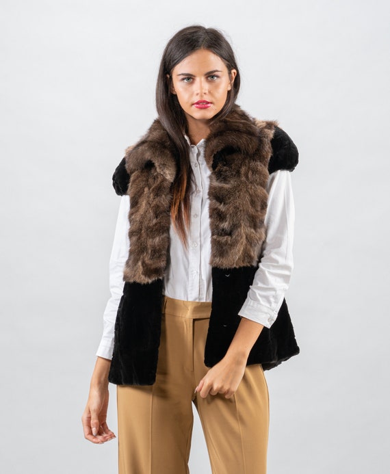 Real Russian Sable Fur Vest/black 