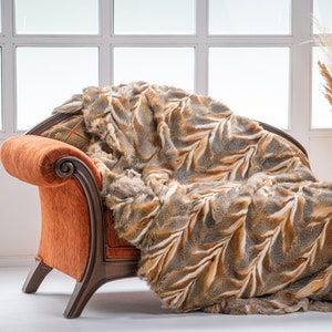 Silver Mist Grey Fox Fur Blanket | Handcrafted Plush Fur Throw | Exclusive Cozy Home Accent