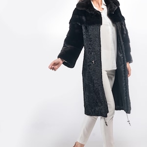Astrakhan Fur Coat: Black Glama Mink, Handmade Winter Coat