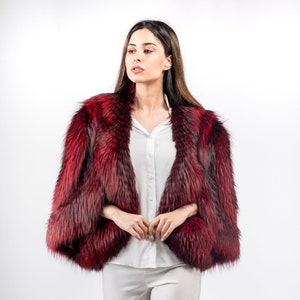 Luxurious Red Arzante Fox Fur Stole | Modern Handmade Style | Birthday Gift for Her by Askio Fashion Furs