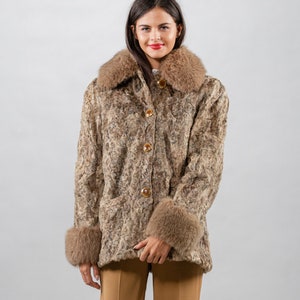 Beige Sheepskin Jacket/Brand New/Astrakhan Fur Jacket/Fur Coat/Eco Material/Gift For Her/by Askio Fashion furs