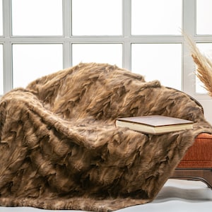 Luxury Bob Marten Fur Throw Blanket: Cashmere Lined, Handmade