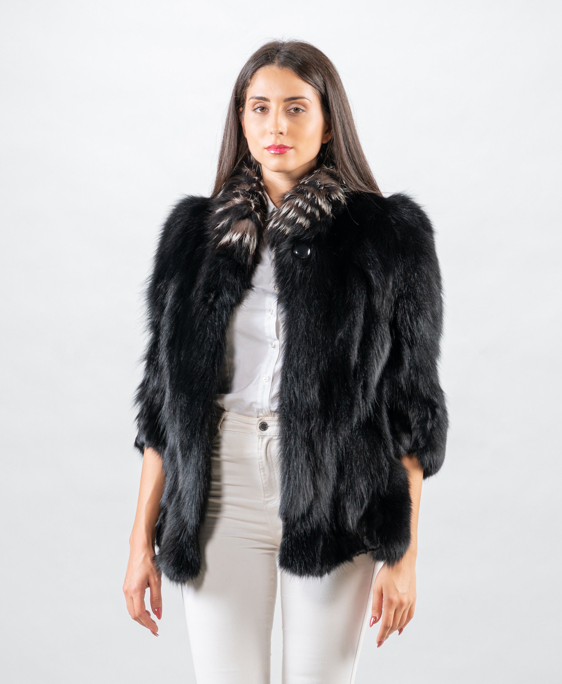 Black Fox Fur Jacket/brand New/winter Jacket/fine Quality Black Fox Fur Jacket/brand New/winter Jacket/fine Quality