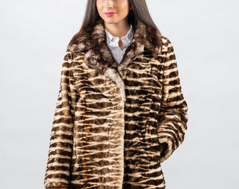 Supreme Reversible Faux Fur Coat With Hood Demi Buff Mink Fur