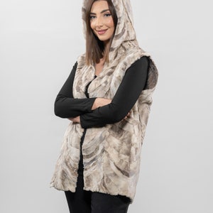 Hooded Cream Mink Fur Vest | Handmade Women’s Winter Luxury Vest | Gift for Her by Askio Fashion Furs
