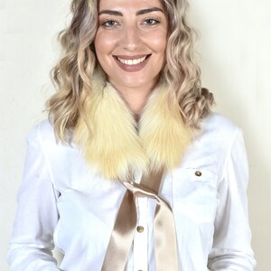 Golden Fox Fur Neckband/with Ribbon/Brand New/Luxury Fox Collar/Gift for Her/Wedding Gift/By Askio Fashion Furs