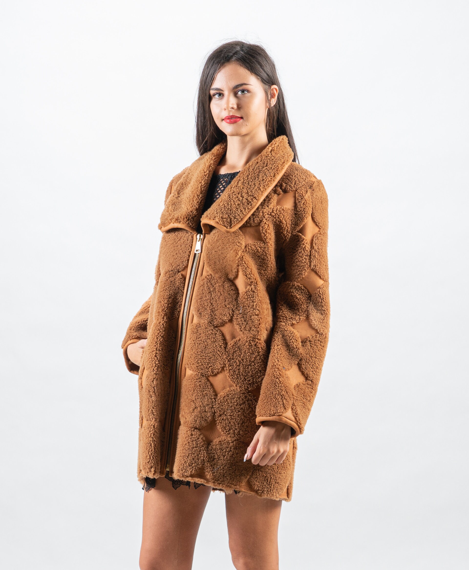 Camel Sheepskin Jacket/real Sheepskin 