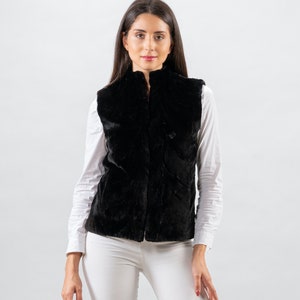 Luxurious Black Velvet Mink Fur Vest | Handmade Women’s Fur Vest | Birthday & Wedding Gift for Her by Askio Fashion Furs