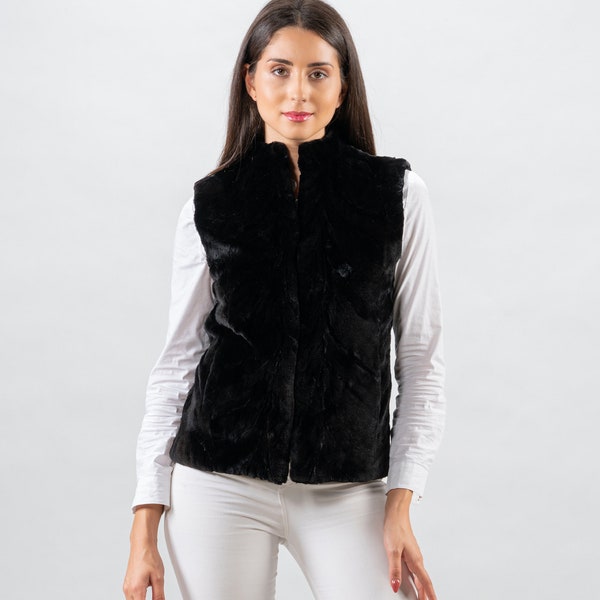 Black Velvet/Mink/Fur Vest/Holiday Gift/Handmade/Women/Fashion/Women/Vest/by AskioFashion furs