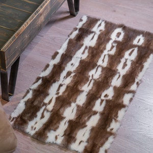 Real Marten Fur Throw Rug/Top Quality/Brand New/Brown White Color/Personalized Gift/by Askio Fashion furs