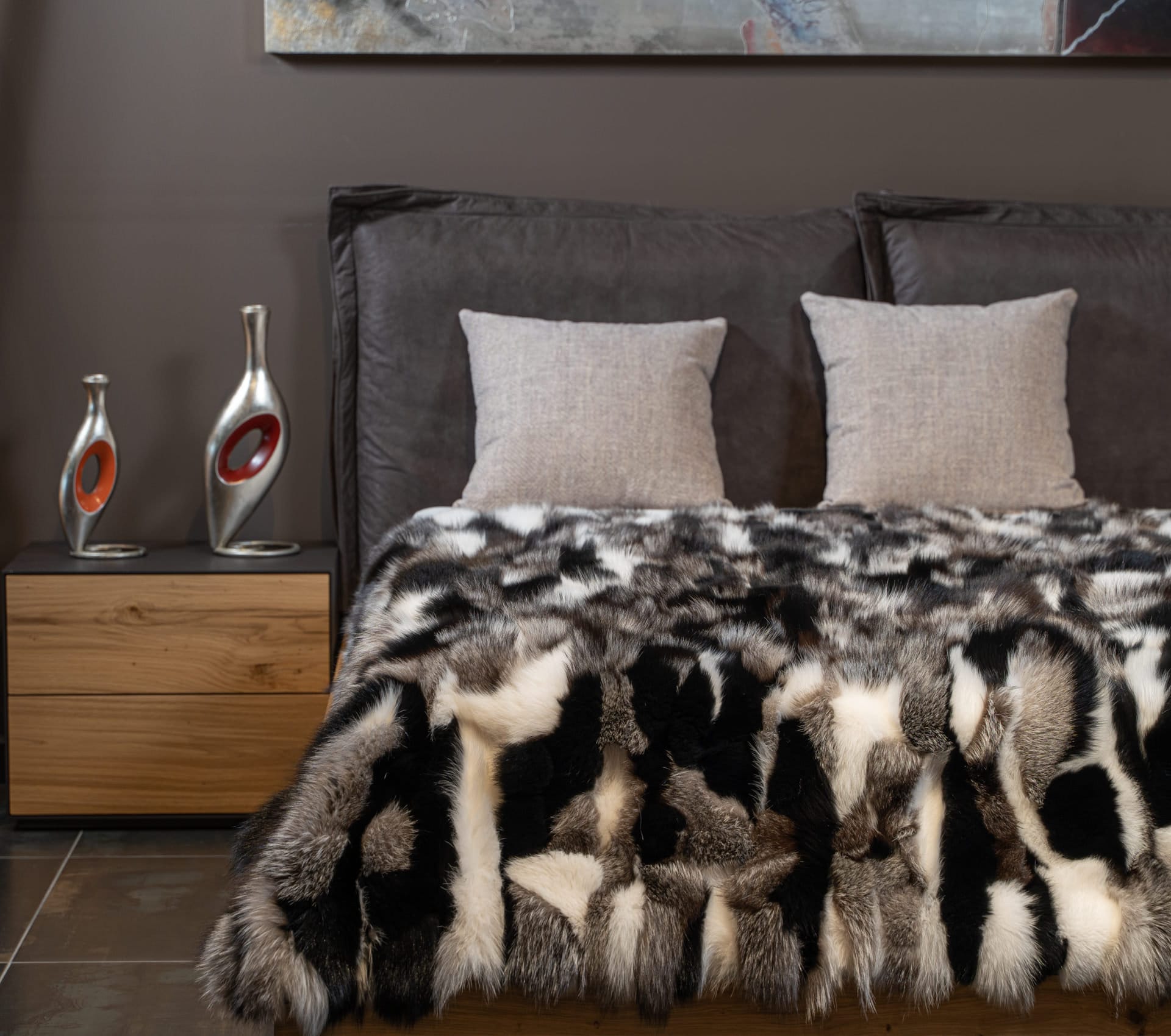 Real Fox Throw Blanket/modern Elegant/fur Throw Blanket/white Black