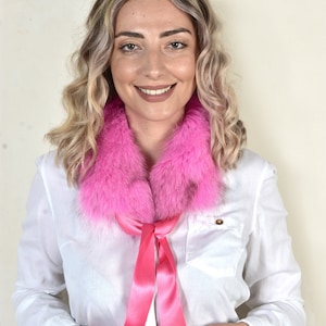 Pink Fox Neckband/Genuine Fox Fur Collar/Brand New/Certified Product/Top Quality/Birthday Gift/Fox Fur/by Askio Fashion furs