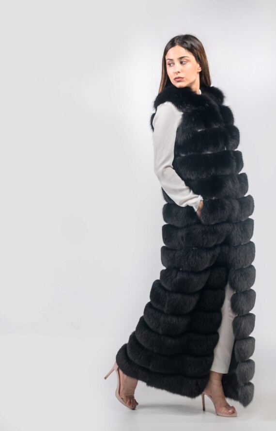 Long fox hotsell fur vest