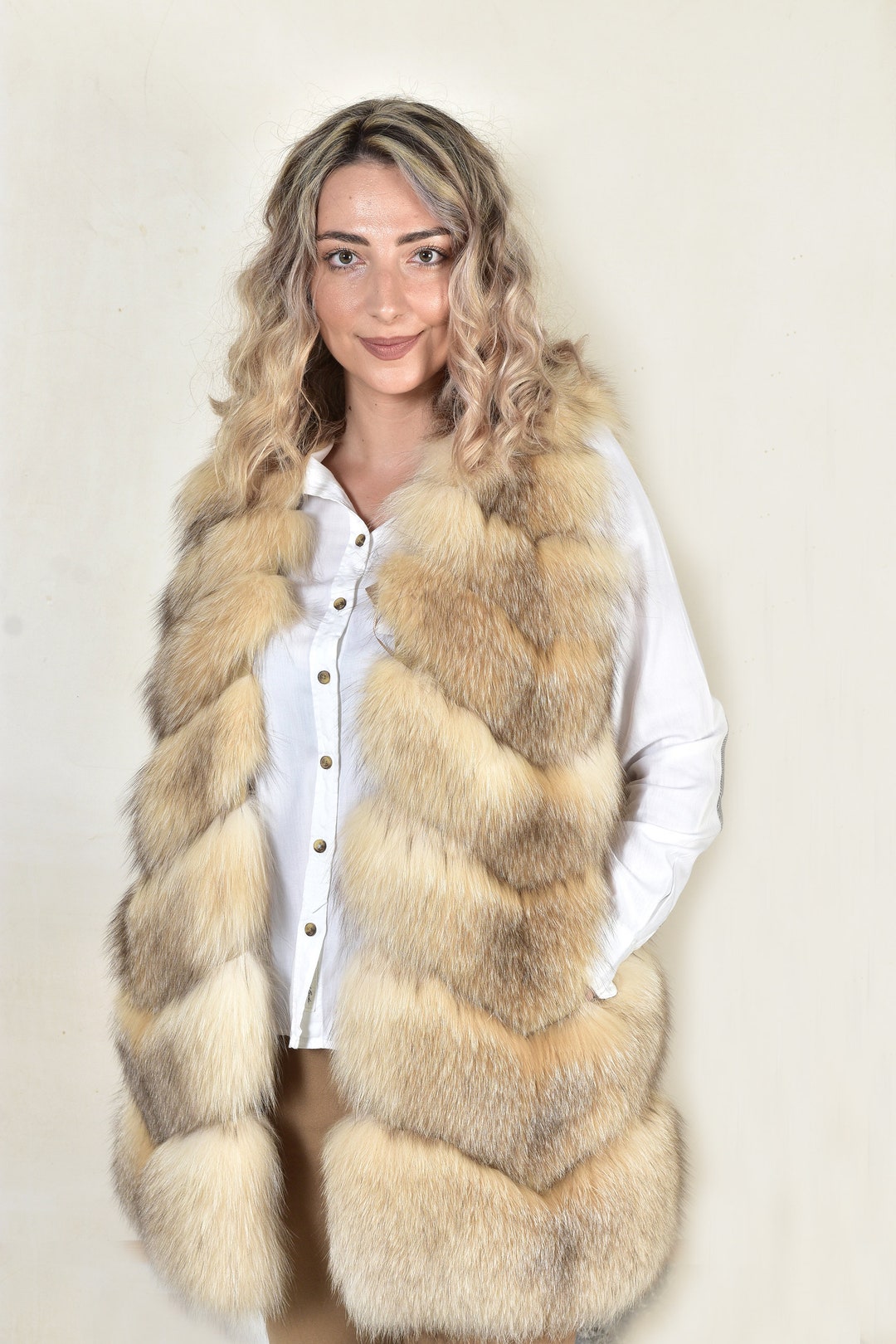 Tan fur women’s vest. main image 0