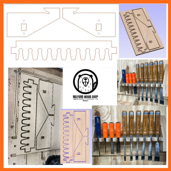 Chisel Holder - Modular French Cleat Storage - Design Files for CNC (.ai, .dxf, .eps, .crv, svg)
