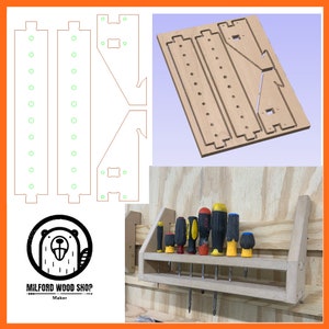 Screwdriver Holder/Organizer - French Cleat Storage - Design Files for CNC (.ai, .dxf, .eps, .crv, svg)