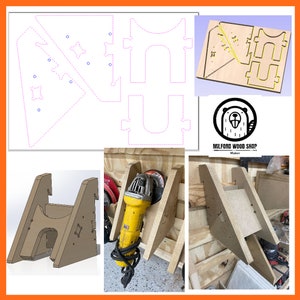Angle Grinder Holder - French Cleat Storage - Design Files for CNC (.ai, .dxf, .eps, .crv, svg)