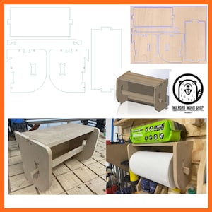 Armazenamento de toalhas de papel com prateleira - Armazenamento modular de presilhas francesas - Arquivos de design para CNC (.ai, .dxf, .eps, .crv, svg)