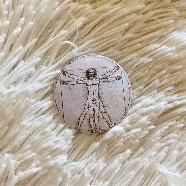 Magnetic  SWAPPABLE TOPPER ONLY. Vitruvian Man topper, Magnetic badge reel sold separately.