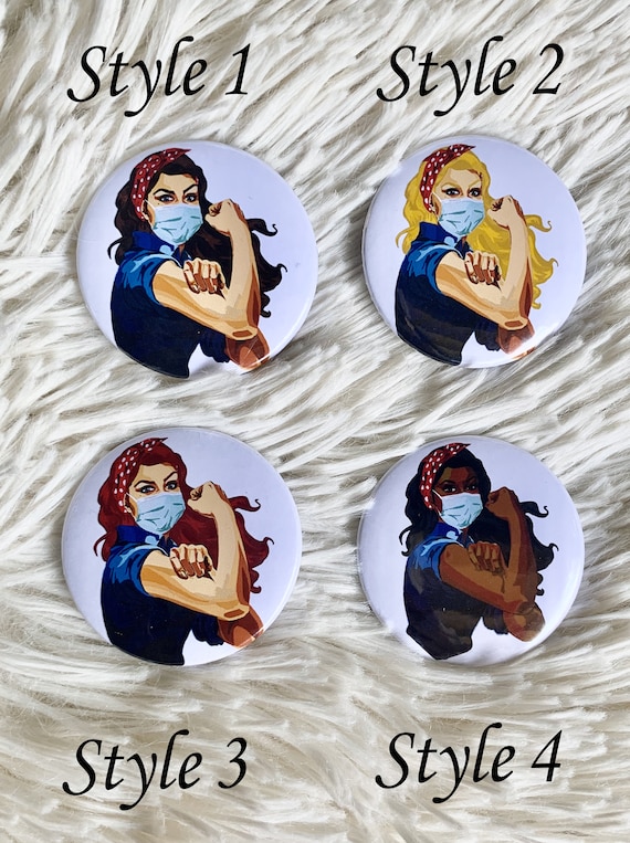 Magnetic SWAPPABLE TOPPER ONLY. Nurse Rosie the Riveter. Magnetic Badge Reel  Sold Separately. 