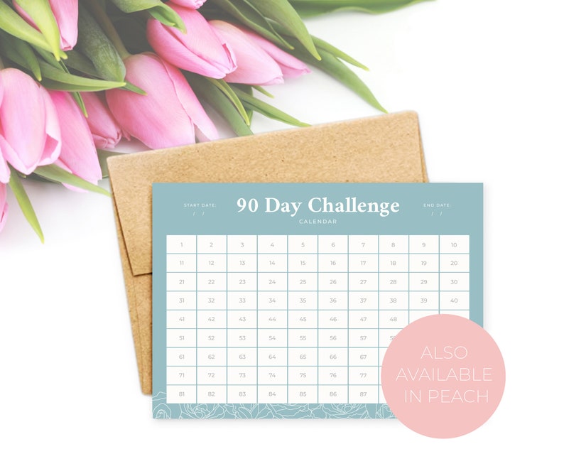 90 Day Challenge Calendar Etsy UK
