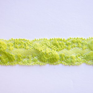 Lime Green Lace Elastic, 1&quot; Lace Elastic Trim, Stretch Lace, Lace By The Yard, Wholesale Elastic Lace, Baby Headband