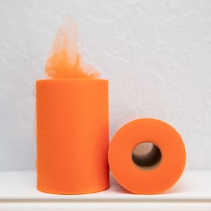 Orange Tulle Roll, 6"x100 Yard, Orange Tutu Fabric, 300 Feet Tulle Spool, Tulle for Tutus, Craft Fabric, Wedding Decoration