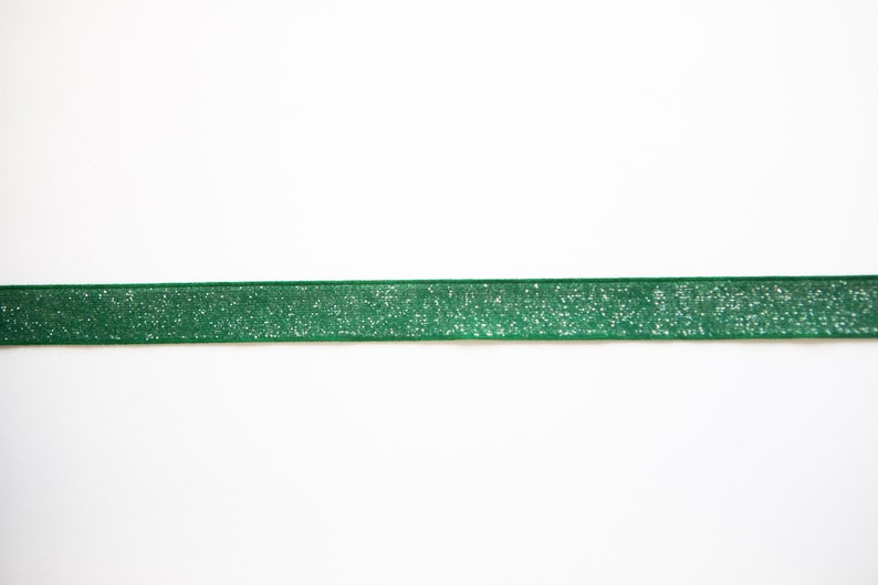 1 Hunter Green 58 Glitter Elastic Glitter Foldover Elastic Elastic by the yard 3 or 5 Yard Glitter Elastic