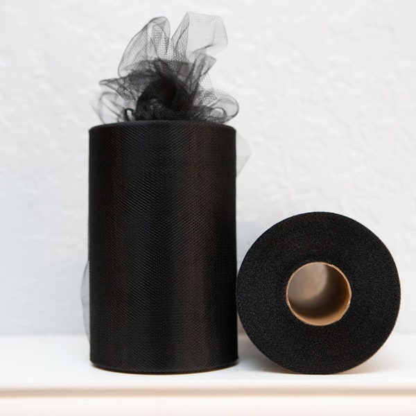 Black Tulle Roll, 6"x100 Yard, Black Tutu Fabric, 300 Feet Tulle Spool, Tulle for Tutus, Craft Fabric, Wedding Decoration