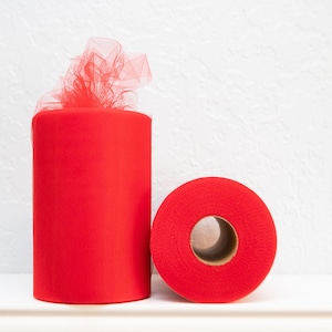 Red Tulle Roll, 6&quot;x100 Yard, Red Tutu Fabric, 300 Feet Tulle Spool, Tulle for Tutus, Craft Fabric, Wedding Decoration