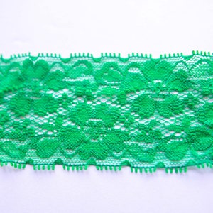 Green Lace Elastic, 2&quot; Lace Elastic Trim, Stretch Lace, Lace By The Yard, Wholesale Elastic Lace, Baby Headband