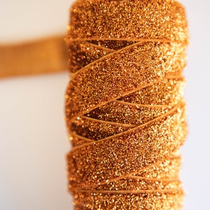 Copper 5/8&quot; Glitter Elastic, 1, 3 or 5 Yard Glitter Elastic, Glitter Foldover Elastic, Elastic Sold by-the-yard