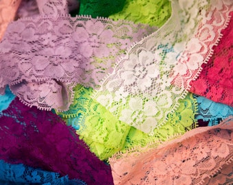 2" Lace Elastic Grab Bag, 2" Stretchy Lace Elastic Trim, Stretch Lace, Lace By The Yard, Wholesale Elastic Lace, Baby Headband
