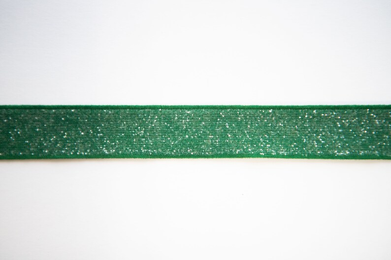 1 Hunter Green 58 Glitter Elastic Glitter Foldover Elastic Elastic by the yard 3 or 5 Yard Glitter Elastic