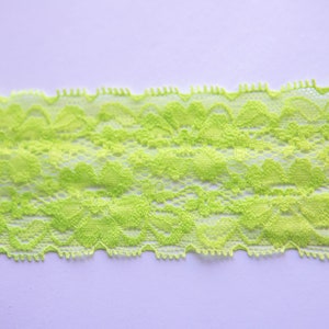 Lime Green Lace Elastic, 2&quot; Lace Elastic Trim, Stretch Lace, Lace By The Yard, Wholesale Elastic Lace, Baby Headband